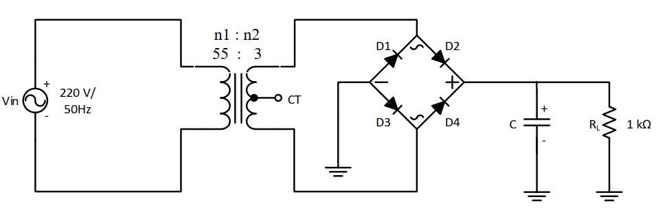 Solved 1. C = 47 µF Find: a. Vrms secondary coil b. Vpeak at | Chegg.com