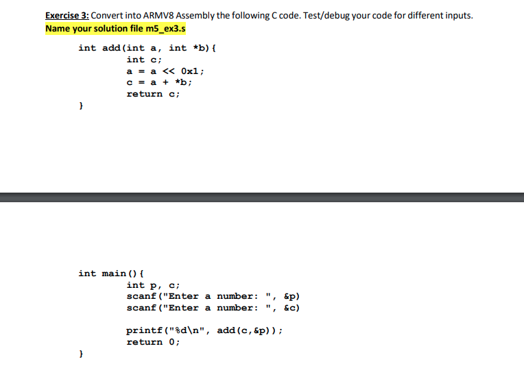 Solved Exercise 1: Convert Into ARMV8 Assembly The Following | Chegg.com