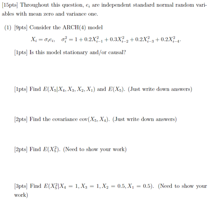 Solved 15pts throughout this question ei are independent chegg