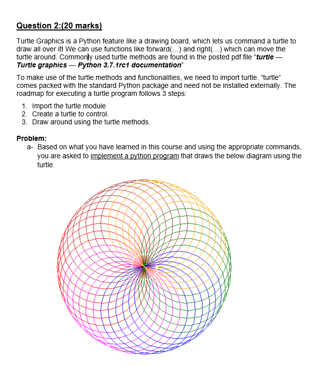 Solved Question 2:(20 Marks) Turtle Graphics Is A Python | Chegg.com