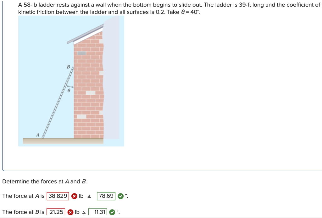 Solved A 58-lb ladder rests against a wall when the bottom | Chegg.com