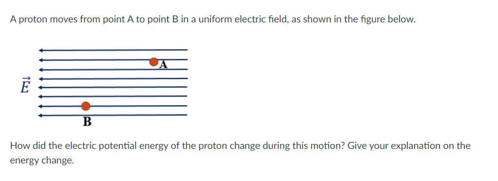 Solved A Proton Moves From Point A To Point B In A Uniform | Chegg.com