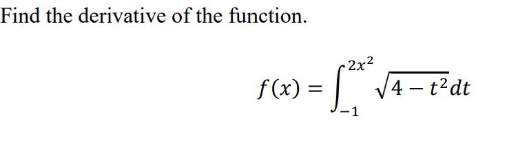 Solved Find the derivative of the function. f(x) = 1 = √² + | Chegg.com