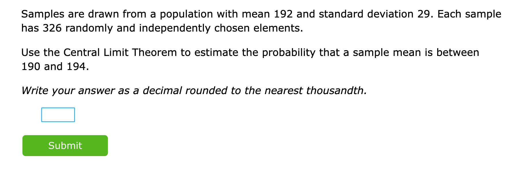 Solved Samples are drawn from a population with mean 192 and | Chegg.com