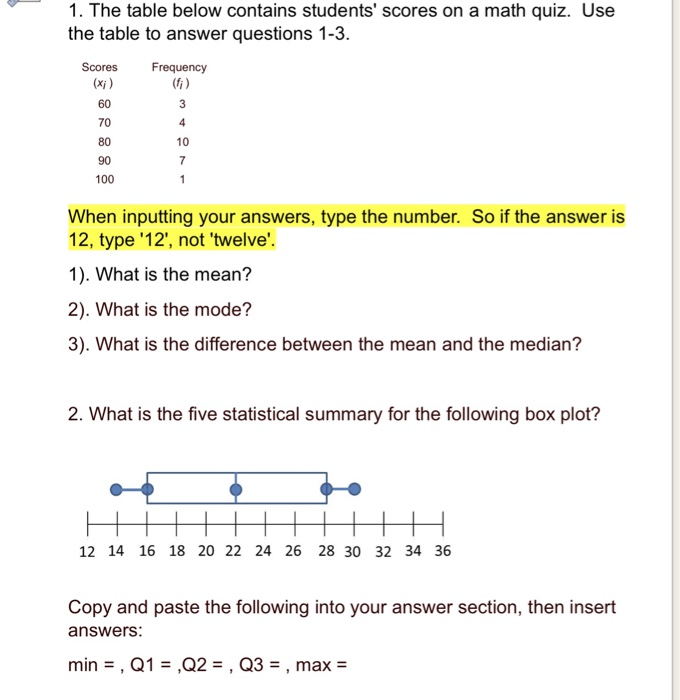 Solved 1. The table below contains students' scores on a | Chegg.com