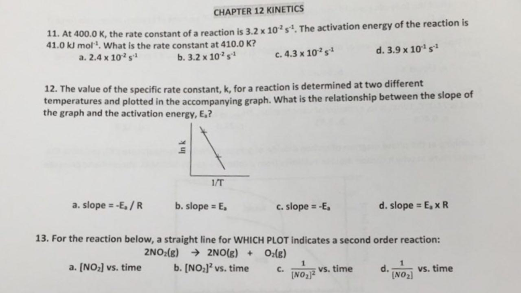 Solved Chapter 12 Kinetics 11 At 400 0 K The Rate Const Chegg Com