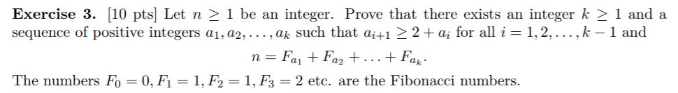 Solved Exercise 3. [10 pts] Let n 1 be an integer. Prove | Chegg.com