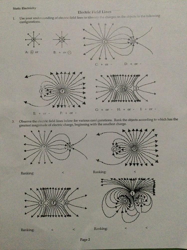 Solved Static Electricity Electric Field Lines 1 Use your | Chegg.com