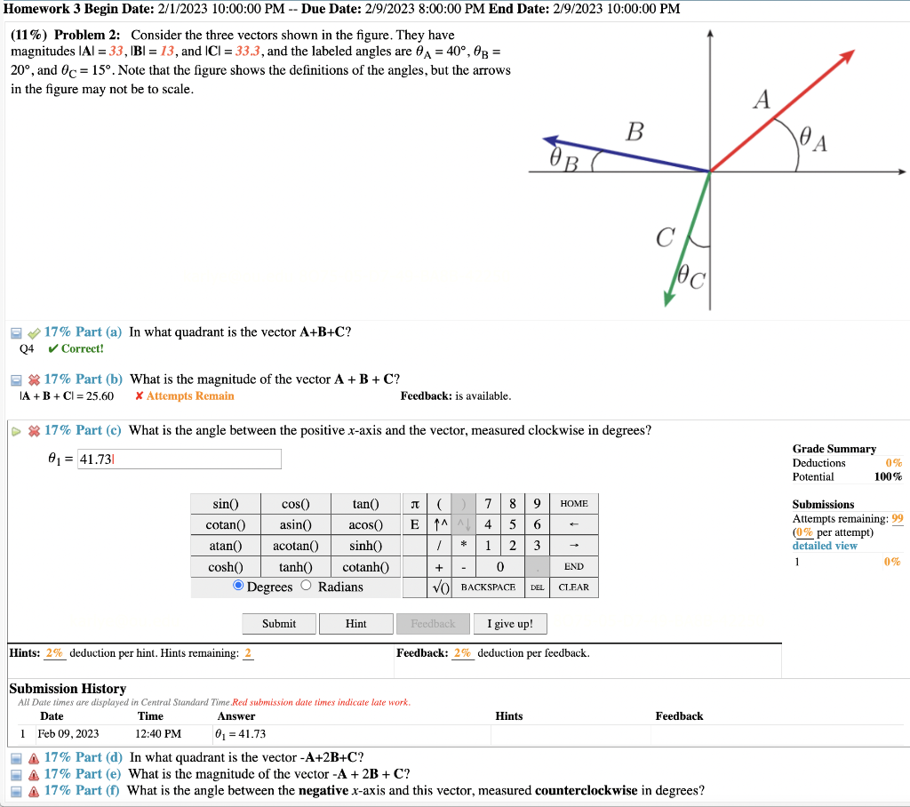 Solved (11\%) Problem 2: Consider The Three Vectors Shown In | Chegg.com