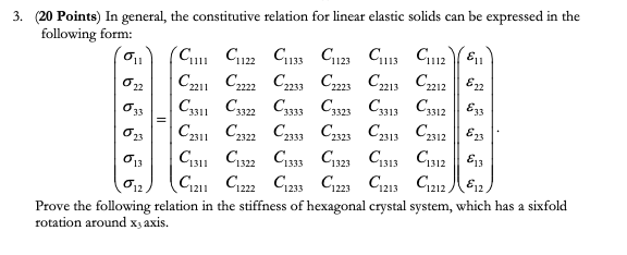 011 033 3. (20 Points) In general, the constitutive | Chegg.com