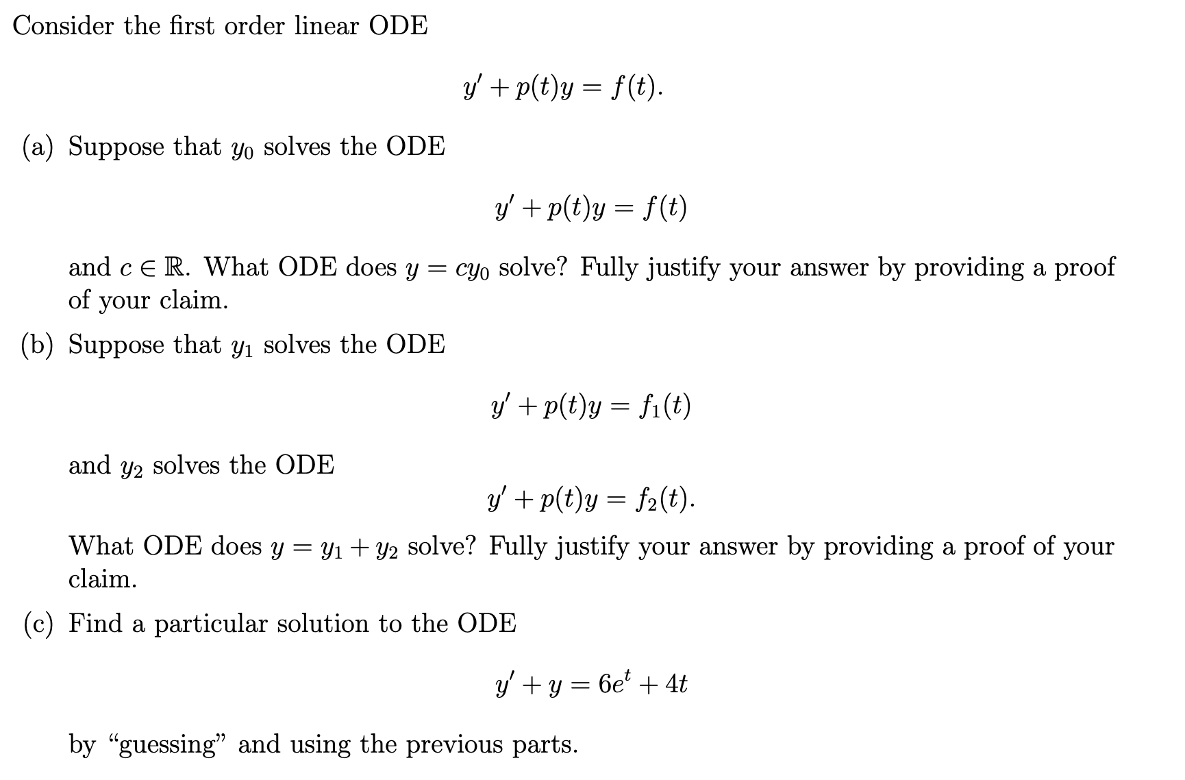 Solved Consider The First Order Linear Ode Y′ P T Y F T