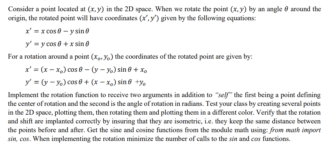 Solved Implement the class Point with attribute functions to | Chegg.com