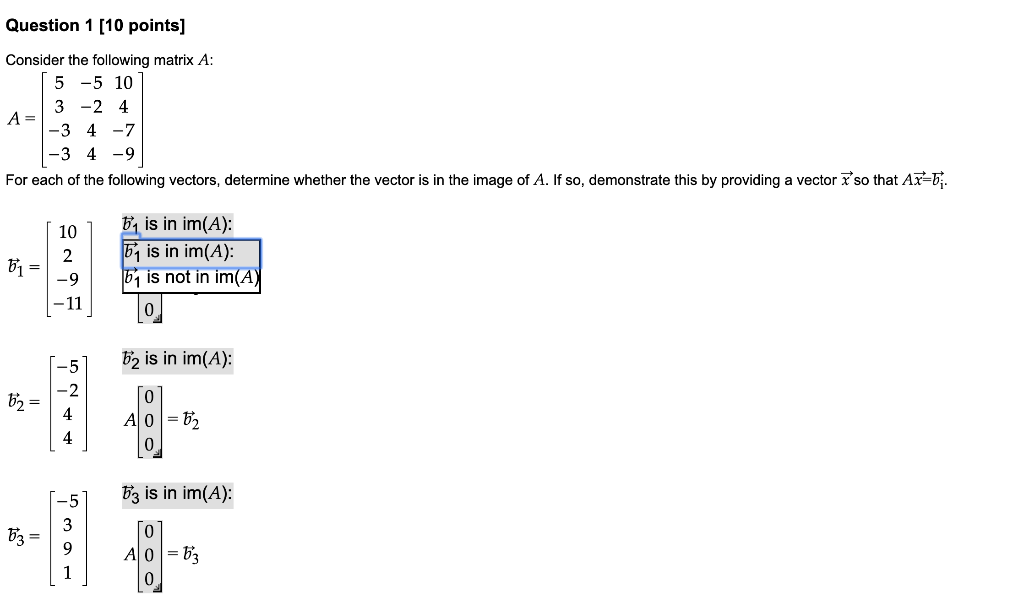 Solved Question 1 [10 points] Consider the following matrix | Chegg.com