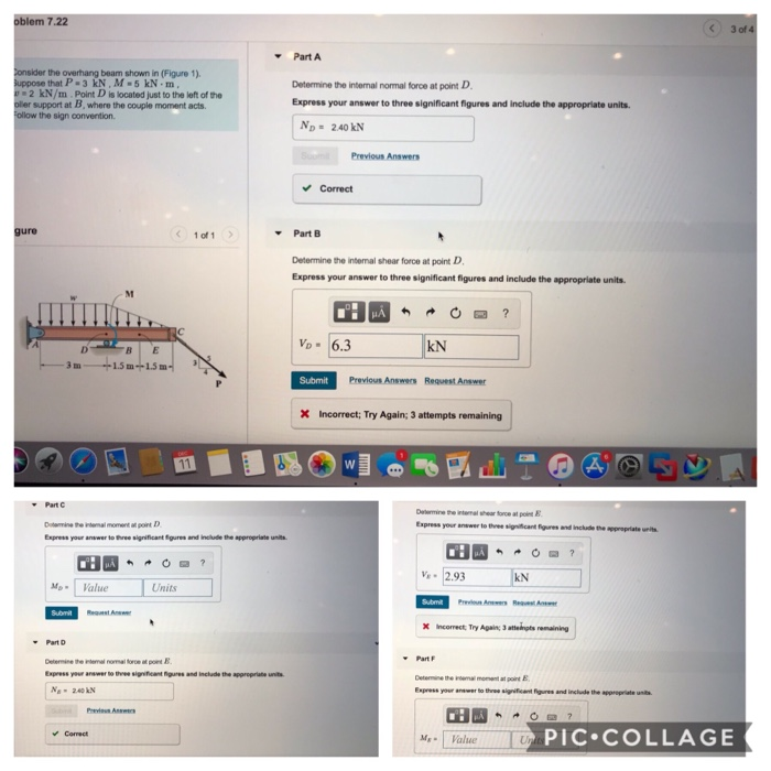 Solved Problem 6.40 Determine the force in member CF and | Chegg.com