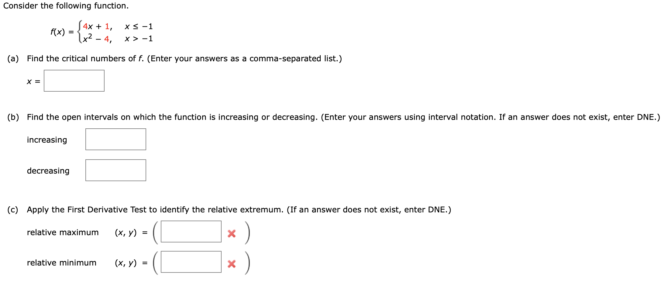 Solved Consider The Following Function F X 4x