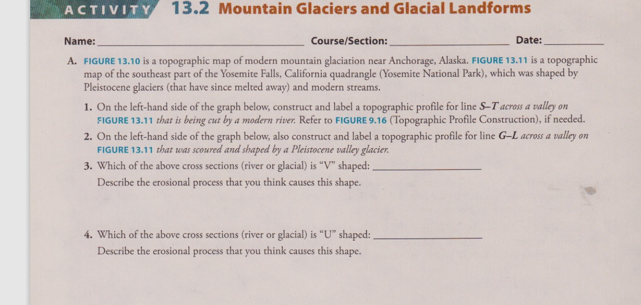 Solved ACTIVITY 13.2 Mountain Glaciers And Glacial Landforms | Chegg.com