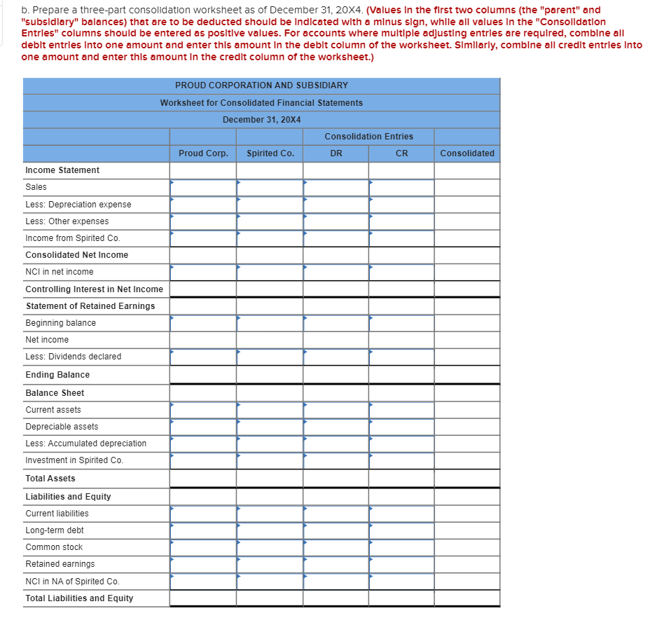 Solved Proud Corporation acquired 80 percent of Spirited | Chegg.com
