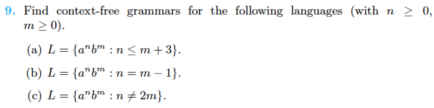 Solved 9. Find Context-free Grammars For The Following | Chegg.com