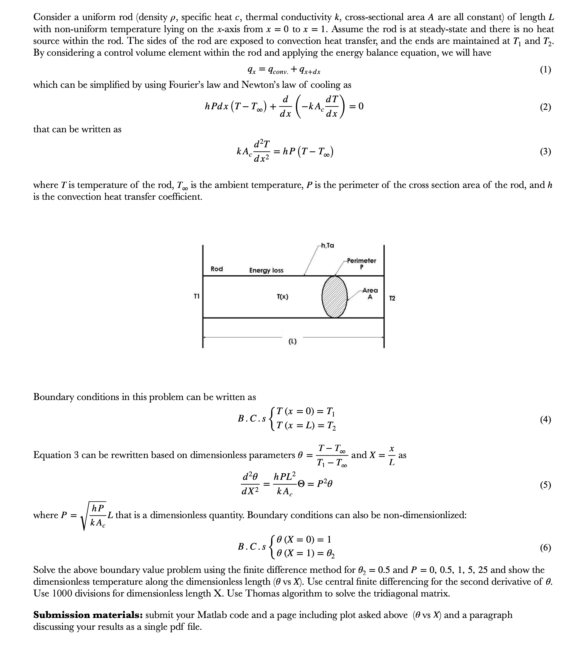 Solved Consider a uniform rod (density ρ, specific heat c, | Chegg.com