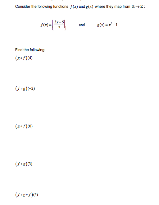 Solved Consider the following functions f(x) and g(x) where | Chegg.com
