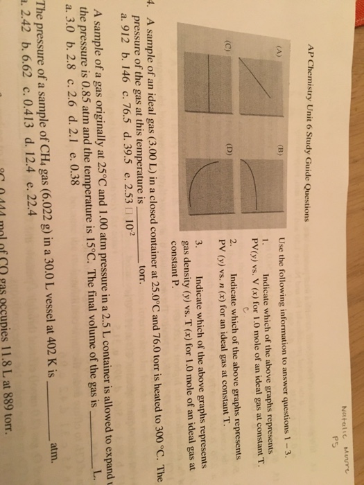 Solved ps ap chemistry unit 6 study guide questions use the chegg
