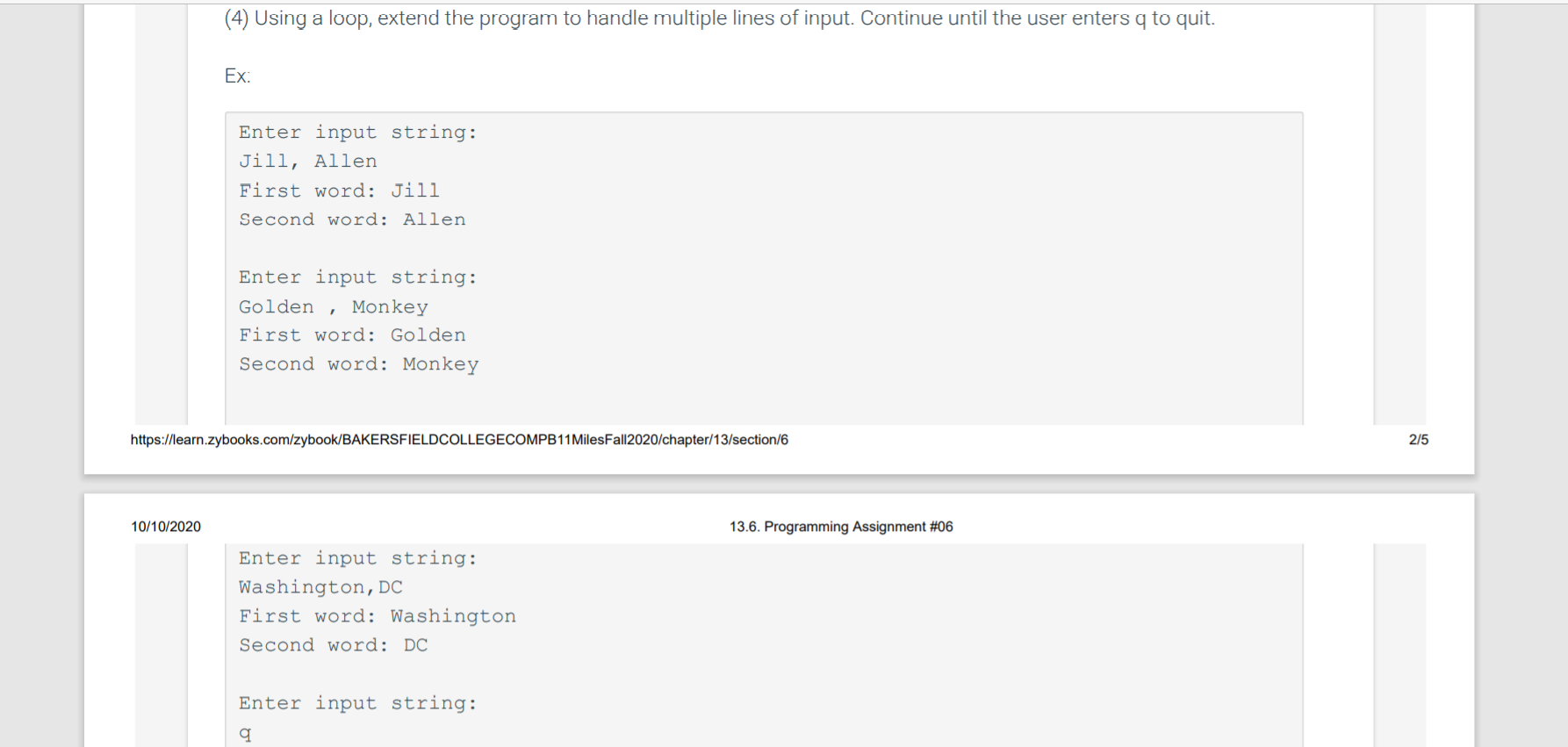 Solved 13.6 Programming Assignment #06 (1) Prompt the user | Chegg.com