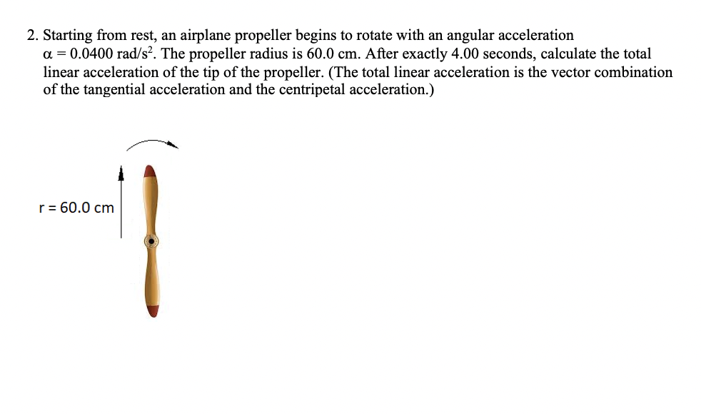 Solved 2. Starting from rest, an airplane propeller begins | Chegg.com
