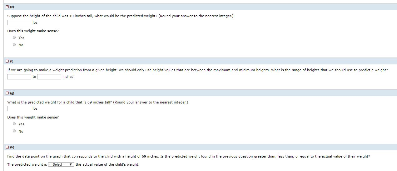 Solved Whole Model Regression Plot weight lbs height inches | Chegg.com