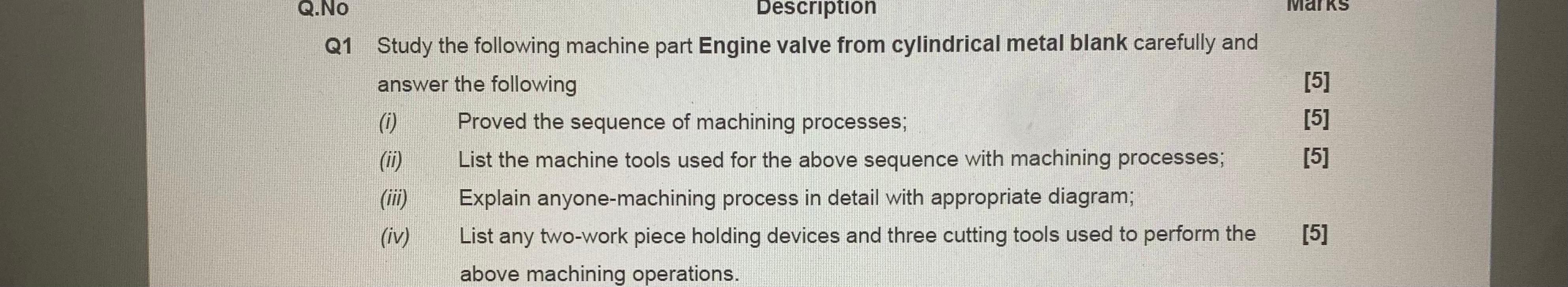Solved Q.No Description Q1 Study the following machine part | Chegg.com