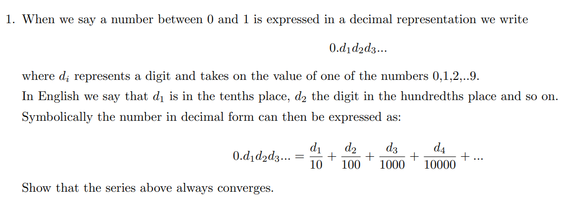 Solved 1. When we say a number between 0 and 1 is expressed | Chegg.com