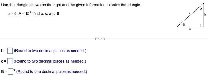 Solved Use the triangle shown on the right and the given | Chegg.com