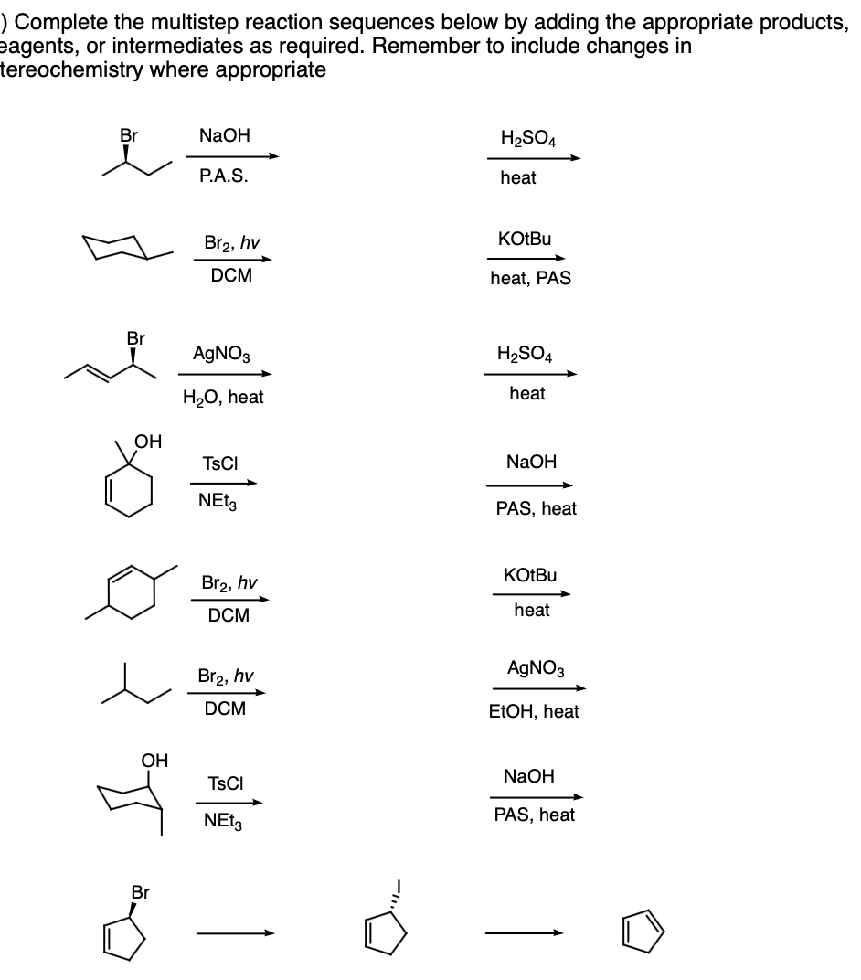 Solved ) Complete the multistep reaction sequences below by | Chegg.com