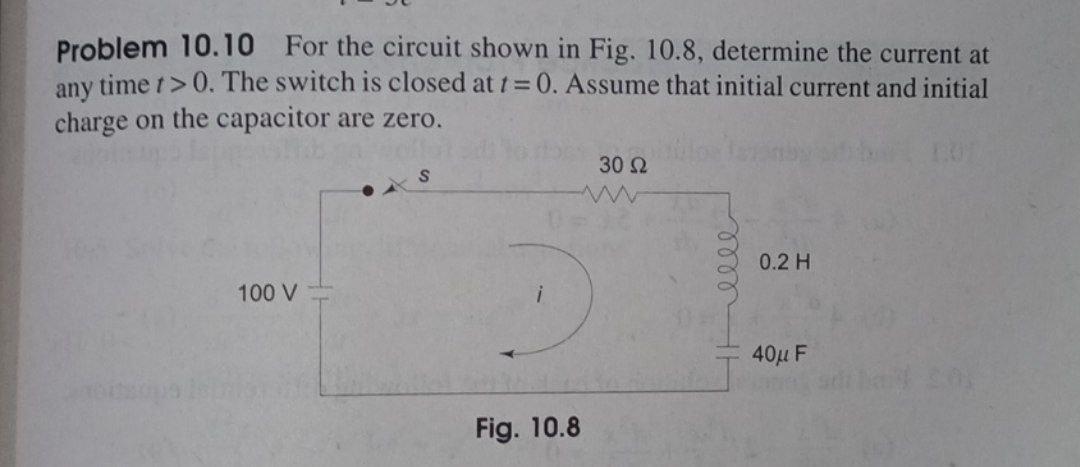 Solved Problem 10.10 For the circuit shown in Fig. 10.8, | Chegg.com