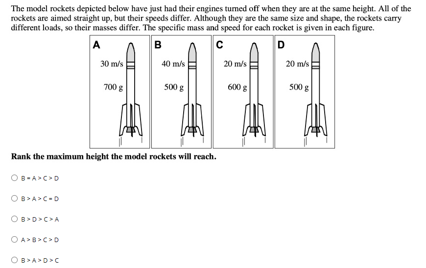 Solved The Model Rockets Depicted Below Have Just Had Their | Chegg.com