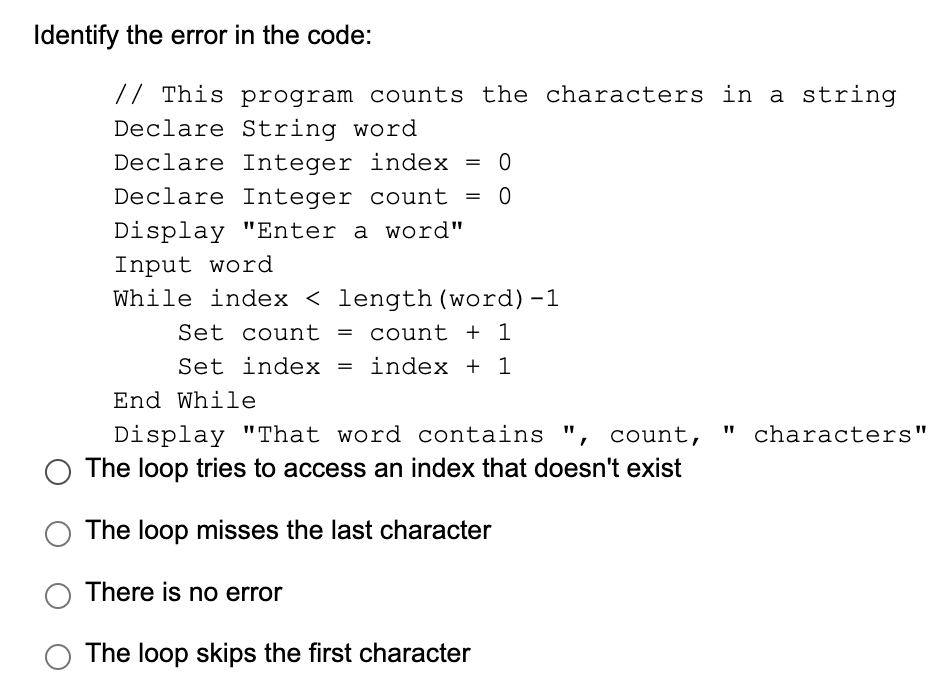 Solved Identify the error in the code: = // This program | Chegg.com