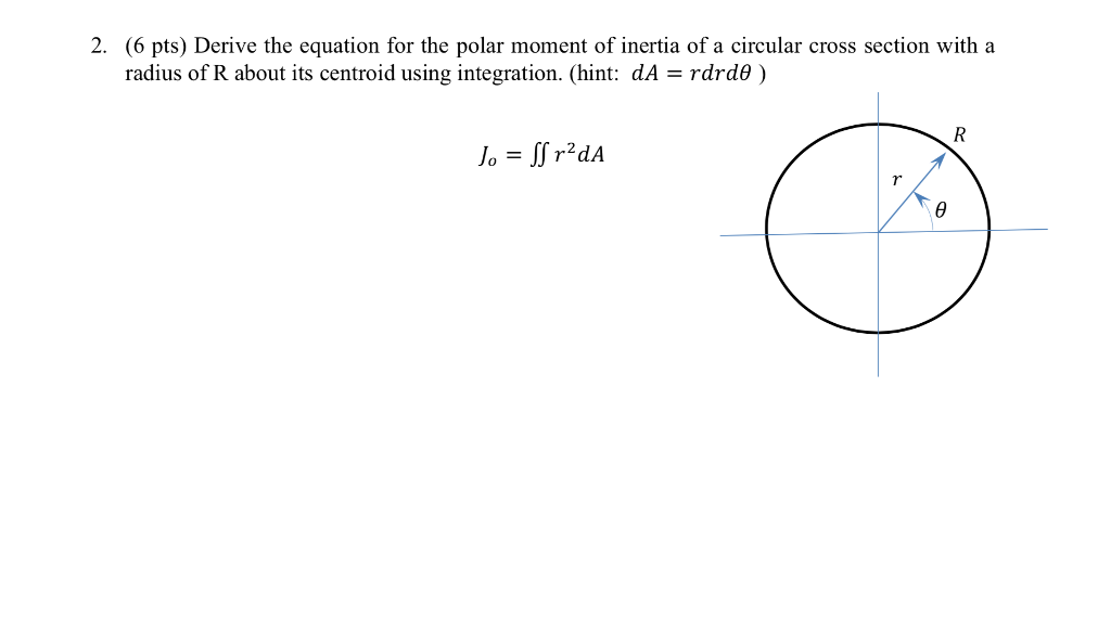 polar moment of inertia equations circle