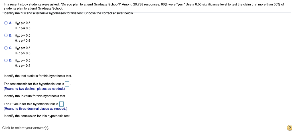 Solved In a recent study students were asked: "Do you plan | Chegg.com