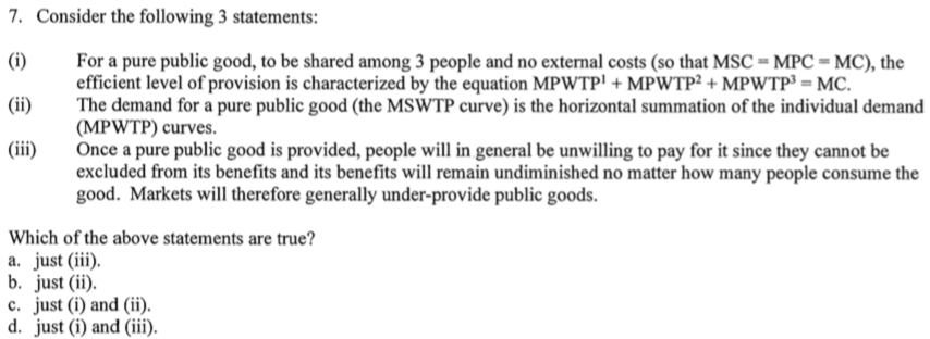 Demand Curve for Pure Public Good - vertical Summation