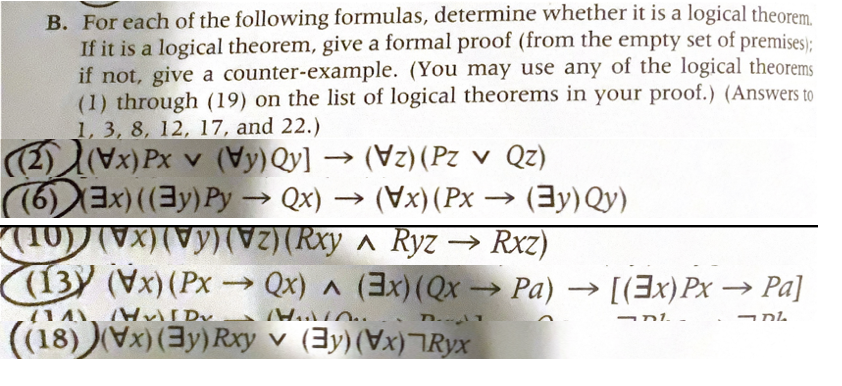 Solved B. For Each Of The Following Formulas, Determine | Chegg.com