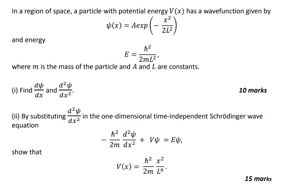 Solved In a region of space, a particle with potential | Chegg.com