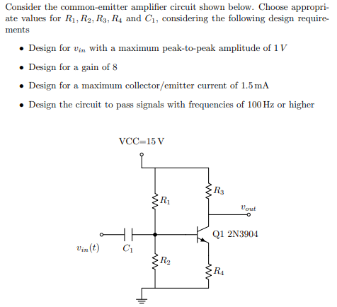 Solved Consider the common-emitter amplifier circuit shown | Chegg.com