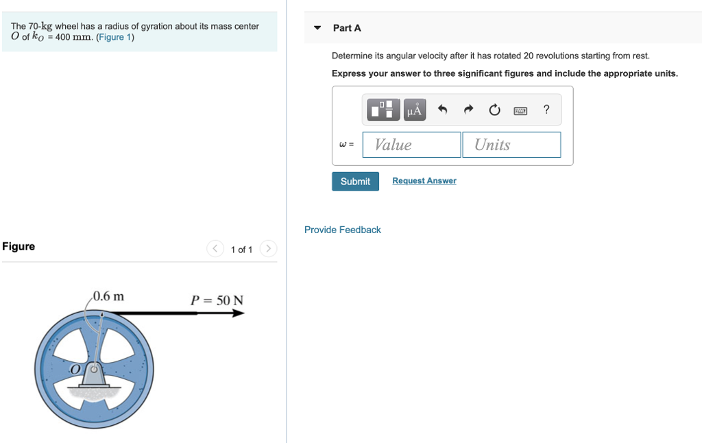 Solved The 70-kg wheel has a radius of gyration about its | Chegg.com