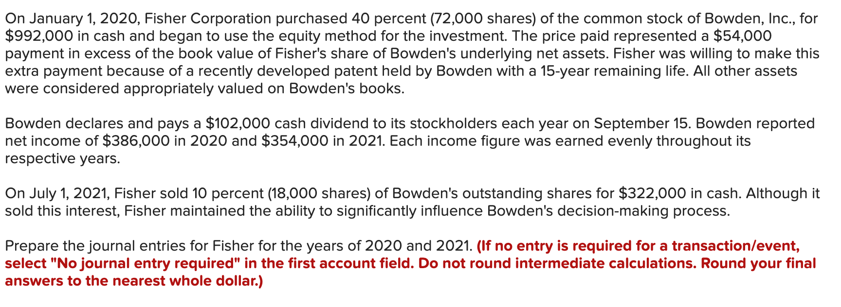 Solved On January 1, 2020, Fisher Corporation purchased 40 | Chegg.com