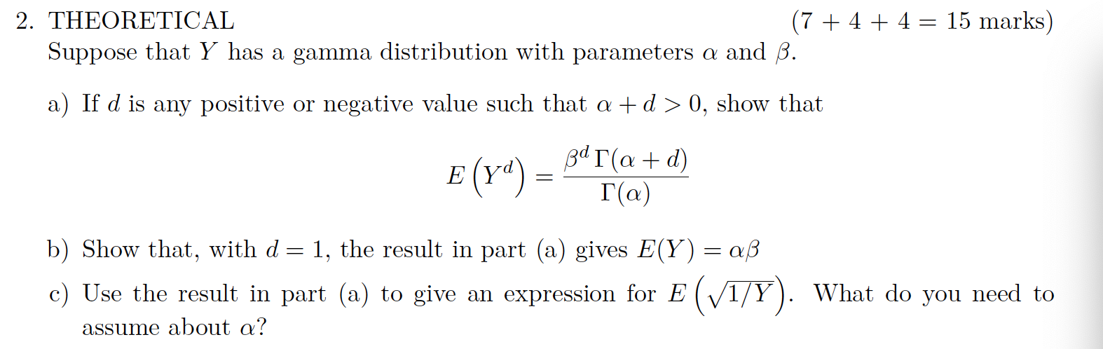 Solved 2 Theoretical 7 4 4 15 Marks Suppose That Chegg Com