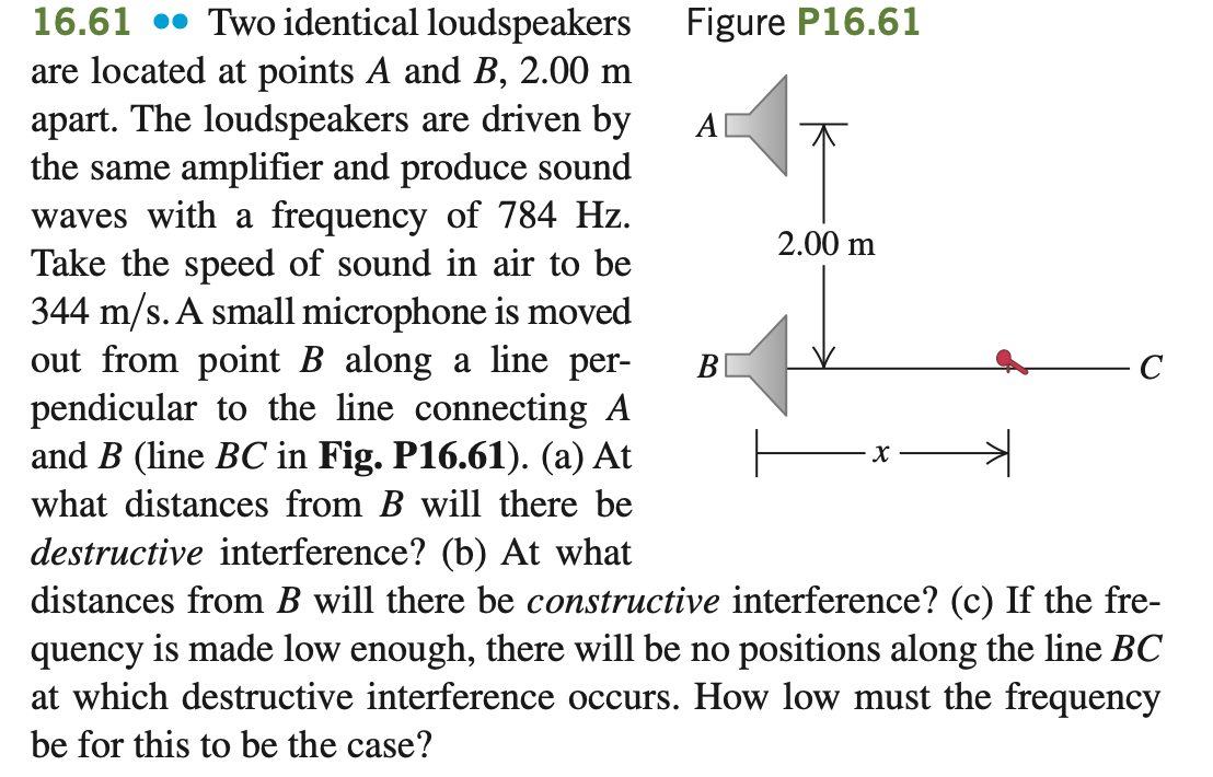 Solved B 16.61 • Two Identical Loudspeakers Figure P16.61 | Chegg.com