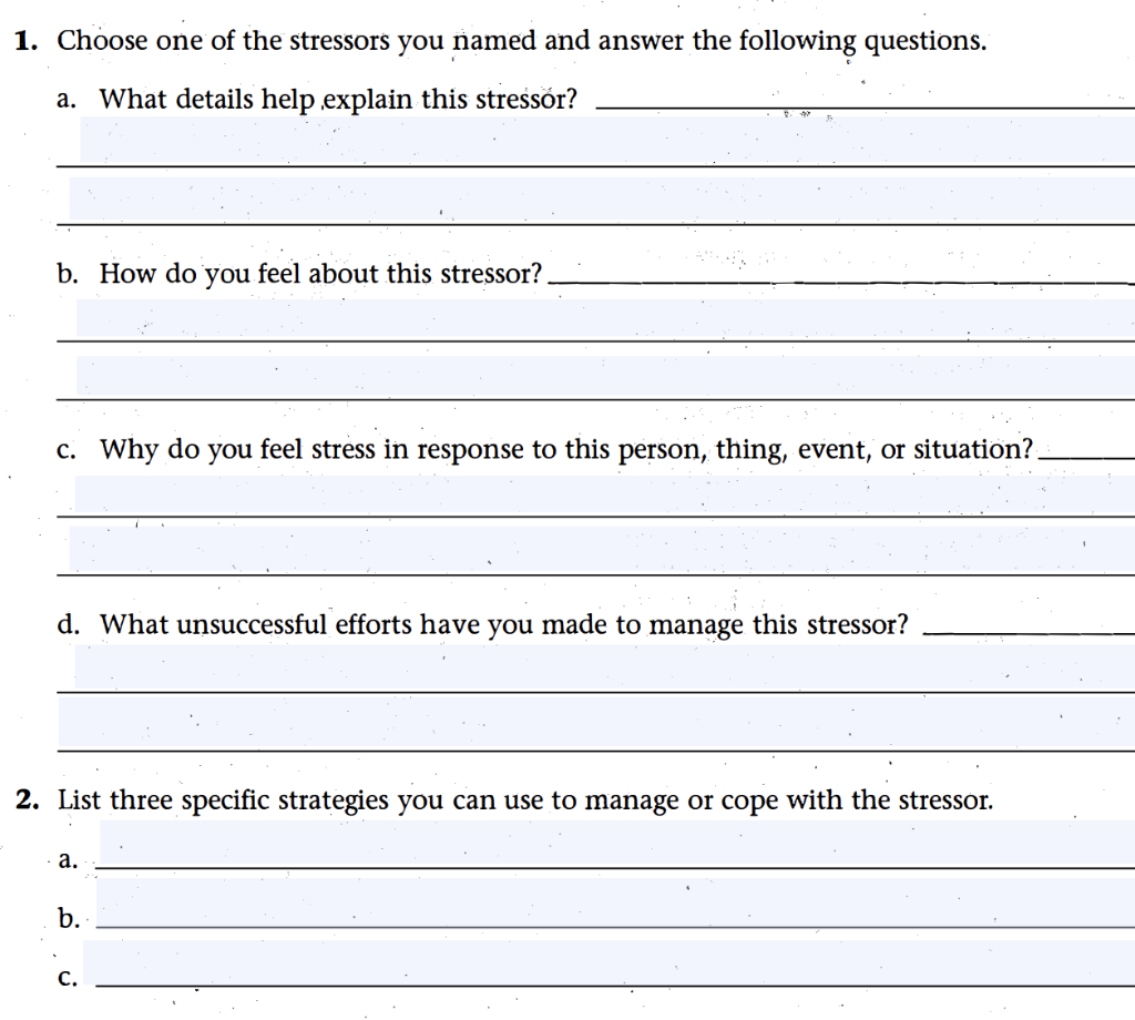 Solved b. How do you feel about this stressor? c. Why do you | Chegg.com