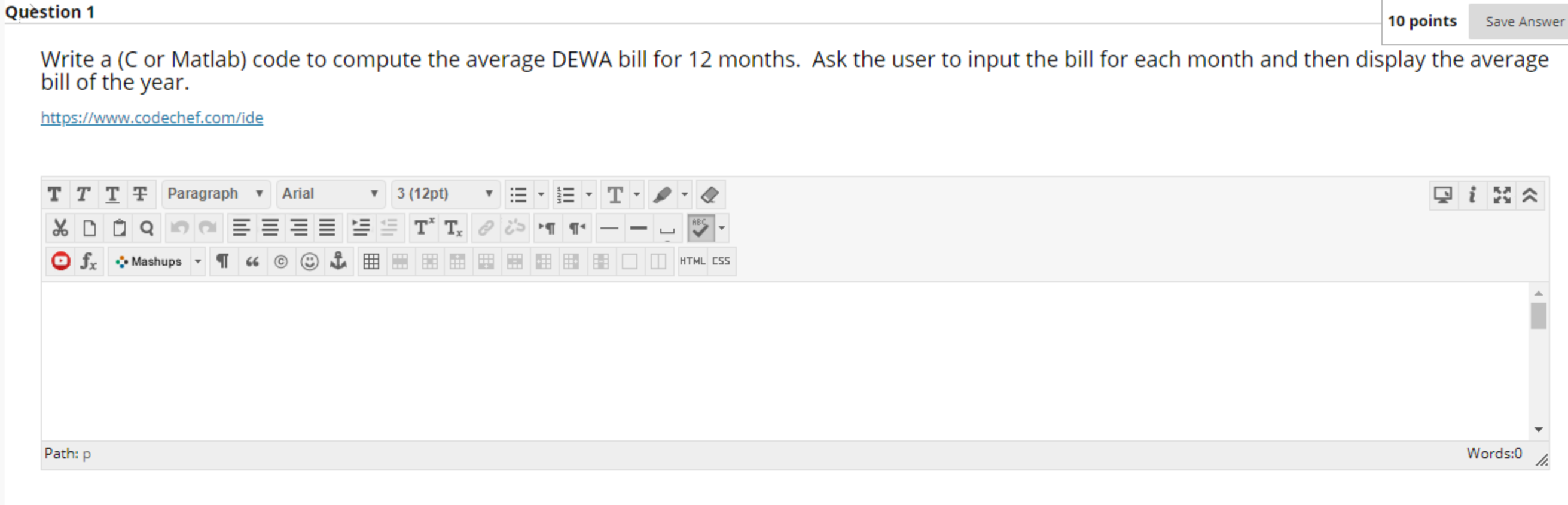 Solved Question 1 10 points Save Answer Write a (C or | Chegg.com
