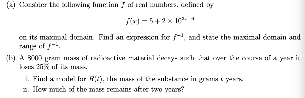 Solved (a) Consider the following function f of real | Chegg.com
