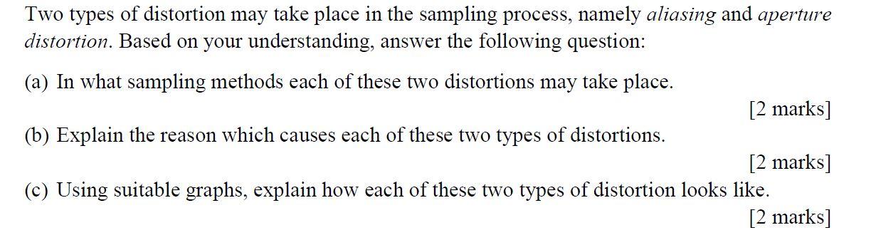 Solved Two Types Of Distortion May Take Place In The | Chegg.com