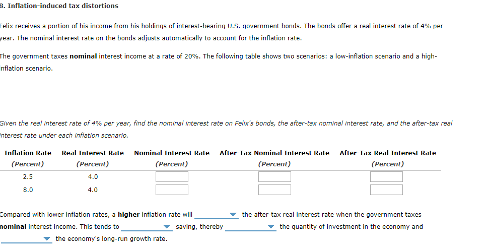 Solved B. Inflation-induced Tax Distortions Felix Receives A | Chegg.com